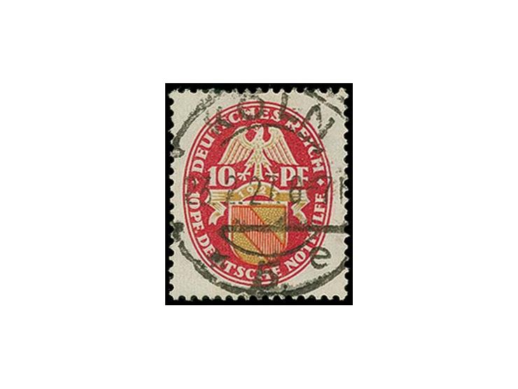 Nothilfe 10 Pfg. mit Wasserzeichen stehend, sauber gestempeltes Bedarfsstück, Fotoattest D. Schlegel BPP (Mi. 1200,-)