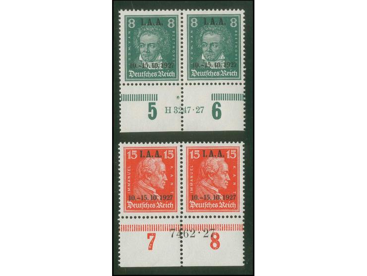I.A.A. 8 Pfg. und 15 Pfg., je im Unterrandpaar mit HAN der Urmarke bzw. des Aufdruckes (Mi. 1.200,-)