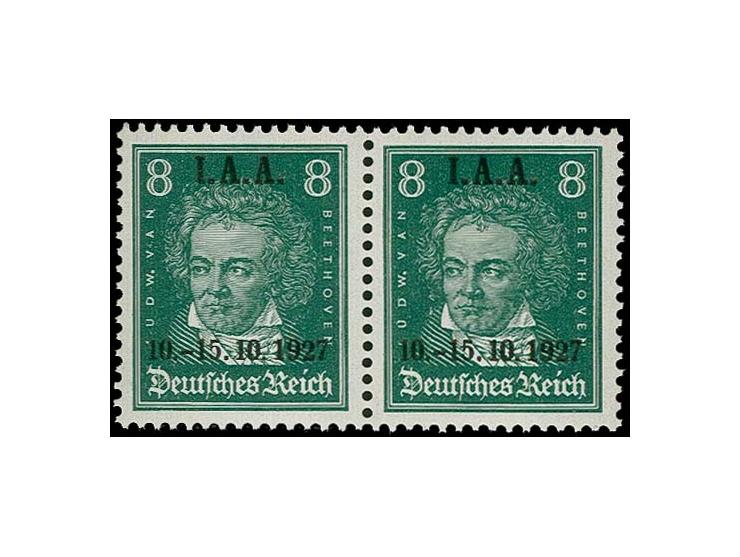 1927, IAA 8 Pfg. im waagerechten Paar, einmal mit Aufdruckfehler "ohne Bindestrich", postfrisch, Kabinett