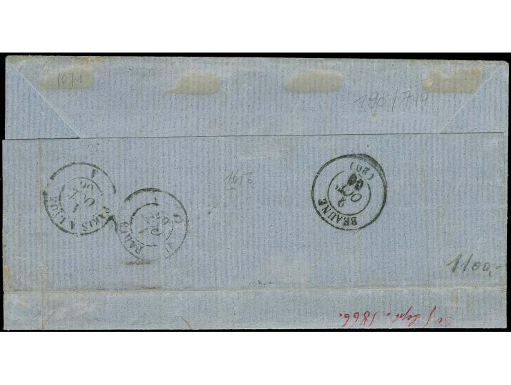 40 c. orange with clear to large margins, tied by cds. "LUXEMBOURG 30 SEPT. 66" to entire letter to France; some hinge remain