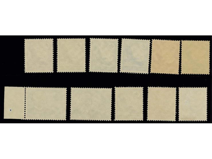 1934, Flugpost 5 Pfg. - 3 M. mit waagerechter Gummiriffelung, 50 Pfg. ungebraucht, alle anderen postfrisch (2 M. mit leichter