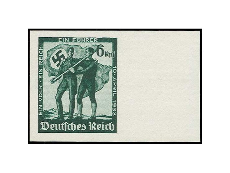 1938, Volksabstimmung 6 Pfg., breitrandig ungezähntes rechtes Randstück, postfrisch mit minimalen Fingerspuren, Kopie Fotoatt