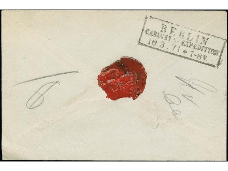 DIVERSES: 1871, "2", großer blauer Taxstempel auf kleinem unfrankiertem Couvert von "BRESLAU OBERSCHL. BAHNF. 9 3 71" an den 