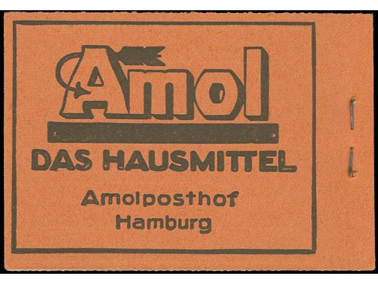 1919, Markenheftchen Germania 3 M. mit dgz. H-Blättern, postfisch, Pracht (Mi. 500,-)