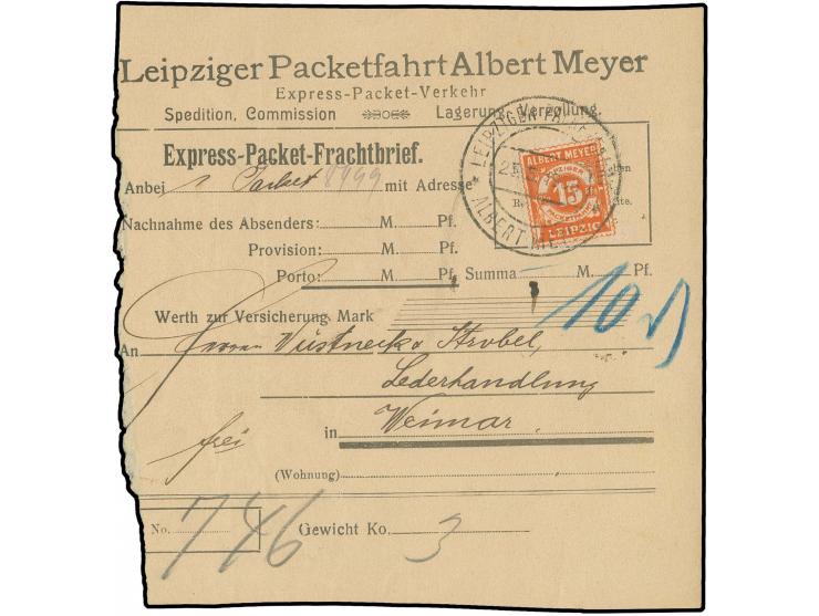 1899, 15 Pfg. orange mit Dkr. auf Packet-Begleitschein, tadellos, selten