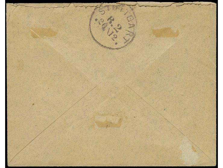 20 Pfg. dunkelultramarin mit klarem EKr. "KDPAg SHANGHAI 23.11.87" auf Brief nach Stuttgart mit Ankunftsstempel, Kabinett