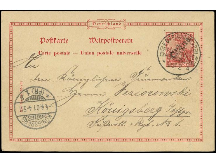 1900, Handstempel Karte 10 Pfg., gebraucht mit Aufgabestempel "K.D.FELDPOSTEXPED DES OSTASIATISCHEN EXPEDITIONSCORPS *a 23.2.