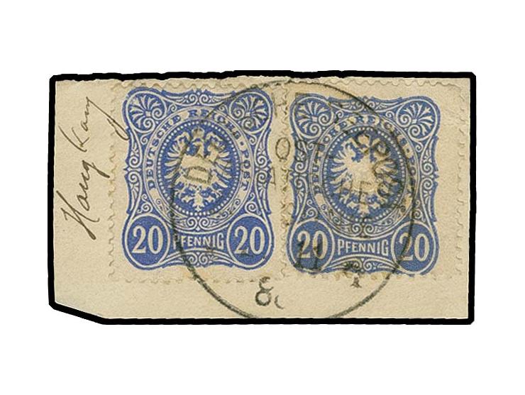 "DSP OST-ASIATISCHE ZWEIGLINIE a 4.11.86", klar auf Briefstück mit 2 Werten 20 Pfg. blau (Eckfehler) und hds. Aufgabevermerk 