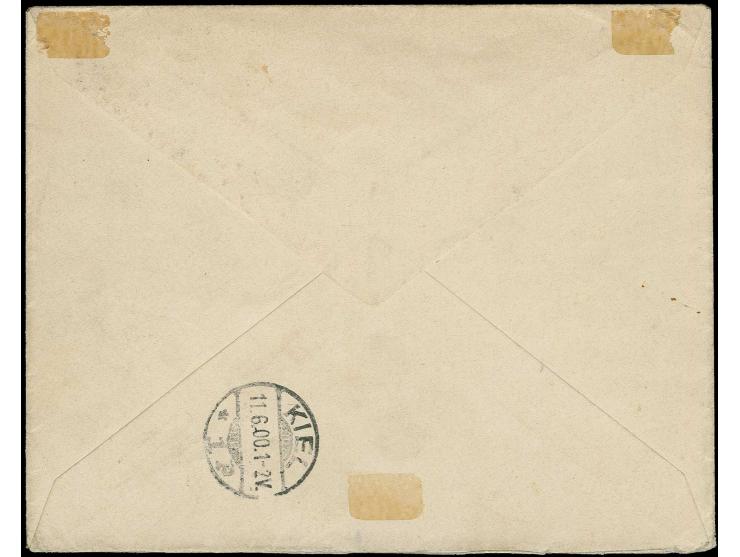 DIVERSES: 1900, "Von der Marine Schiffspost Nr. 4. beim Marinepostbüro ungestempelt eingegangen 10.6.", hds. Vermerk auf Brie