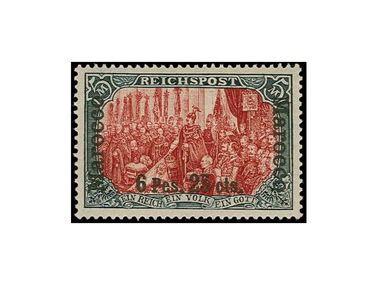 6 P. 25 C. auf 5 M. mit fettem Aufdruck, postfrisch, Kabinett, sign. Schmidt und Fotoattest Jäschke-L. BPP