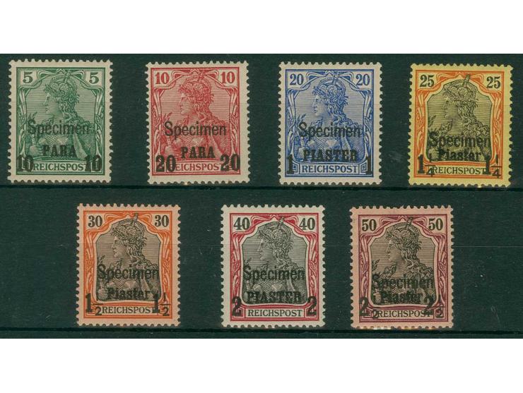 10 Pa.-2½ Pia. mit Aufdruck "Specimen", kpl. ungebraucht, tadellos, Fotoattest Jäschke-L. BPP