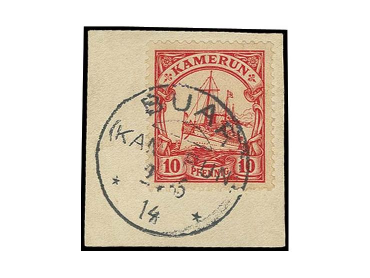"BUAR KAMERUN 2 5 14" klar auf Schiffszeichnung 10 Pfg., Kabinett, u.a. sign. Eibenstein BPP