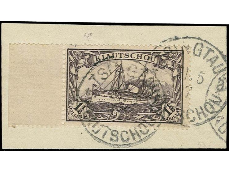1 1/2 Dollar, gezähnt 25:16 mit linkem Rand auf Briefstück, Kabinett, doppelt signiert Bothe BPP mit Fotoattest (Mi. 2.000,-)
