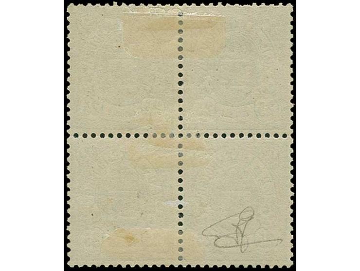 25 c. blue in block of 4, fresh colour and well perforated, unused with original gum and hinge remainders; a very scarce and 