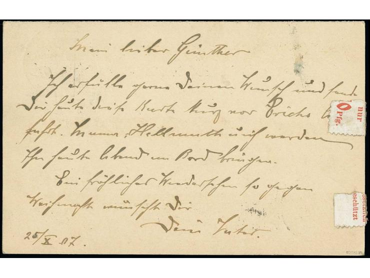 1901, Doppelkarte 5+5 Pfg. von "APIA 10.07.10" mit mehrzeiligem Text nach Nienstedten bei Altona und zusammenhängend wiederum