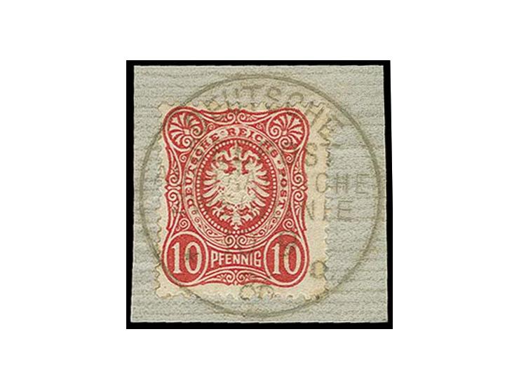"DSP AUSTRALISCHE ZWEIGLINIE a 10.9.86", klar und komplett auf 10 Pfg. dunkelrosarot auf Briefstück, Kabinett, sign. Ebel