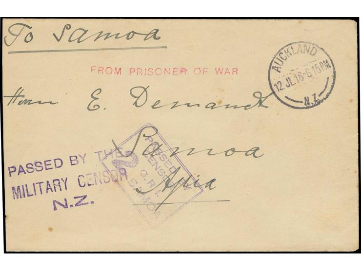 MOTUIHI: Umschlag von Herr Heider (Pastor, angestellt von der Londoner Mission) nach Apia gesandt, mit Zensurstempel "PASSED 
