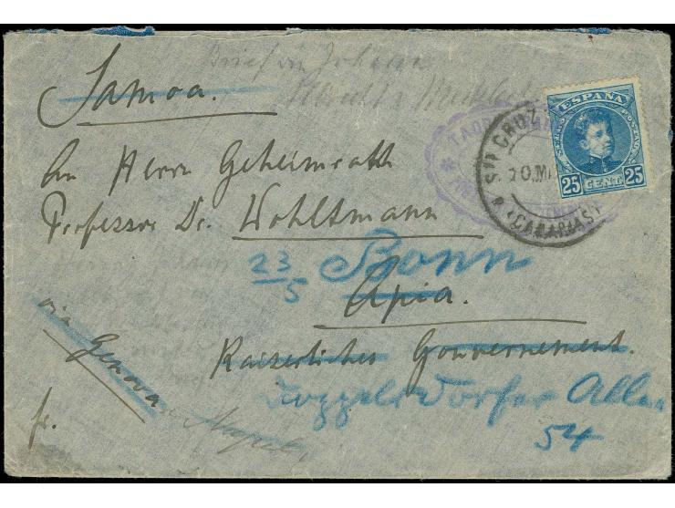 SPANIEN: 1901, Alfons XIII. 25 C. mit Tagesstempel vom 20.3 auf Brief von Herzog Johann Albrecht zu Mecklenburg an Geheimrat 