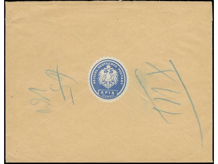 Unfrankierter Brief ab "APIA 18.2.11" nach Frankfurt, dort mit Nachporto "30" belastet, nebengesetzt ovaler Stempel "Porto", 
