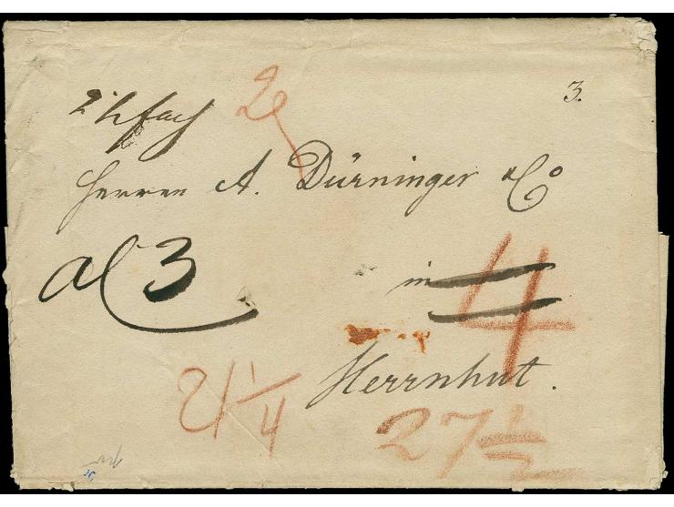 1833, "SCHIFFSBRIEFPOST HAMBURG 14.DEC.1833", klar rückseitig auf kpl. Faltbrief aus St. Thomas (datiert 3.10.) mit verschied