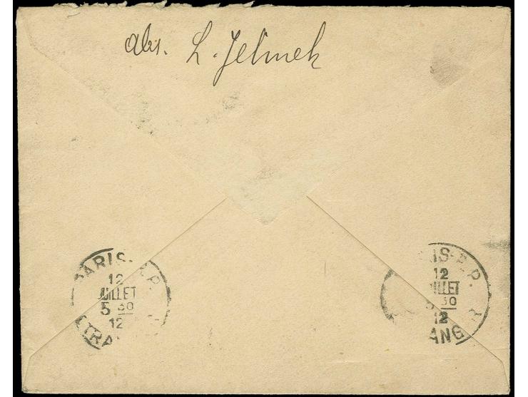 1912, "DSP LINIE HAMBURG-PHILADELPHIA I. 11.7.12" (D. Graf Waldersee), zweimal recht klar in violett als Entwerter auf HAPAG-