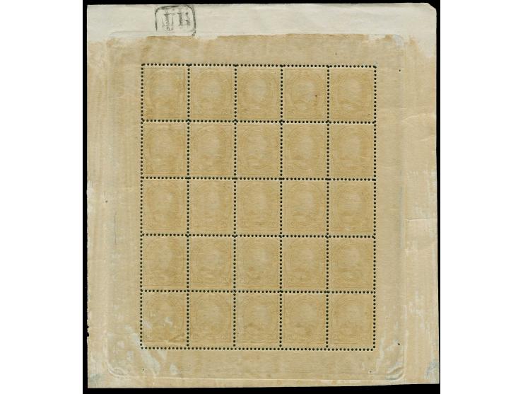 25 c. in miniature sheet of 25, unmounted mint; fine and very scarce miniature sheet