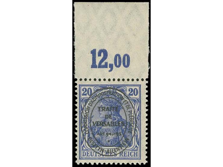 20 Pfg. lilaultramarin mit Platten-Oberrand, postfrisch, Kabinett, sign. Hey BPP