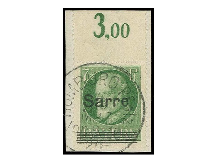 7½ Pfg. schwärzlichgrün, Oberrandstücl mit Stempel "HOMBURG" auf kleinem Briefstück, tadellos, sign. Burger BPP