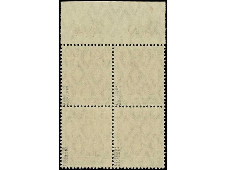 1920, Aufdruck "SAARGEBIET" 60 Pfg. mit kopfstehendem Aufdruck im 4er-Block vom oberen Bogenrand, postfrisch, sign. Burger BP
