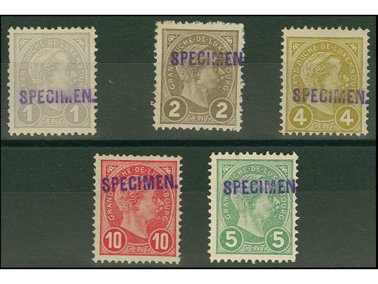 1895, Adolph 1-10 c. with Natal "SPECIMEN" handstamp, unused without gum as usual, certificate BPA (1981)
