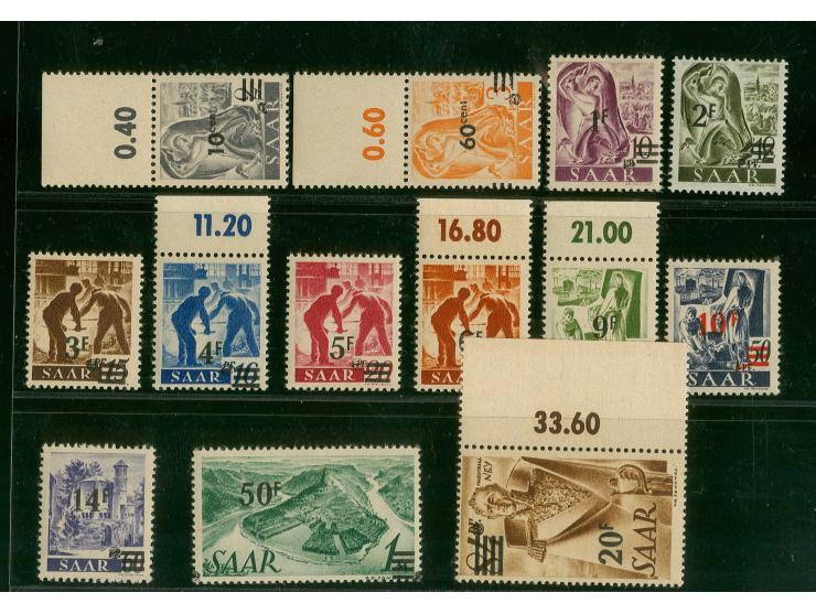 Urdruck 10 C.-50 Fr. kpl., 10 und 60 C. sowie 4,6 und 9 F. mit Oberrand, postfrisch, diverse Signaturen und Fotoattest Geigle