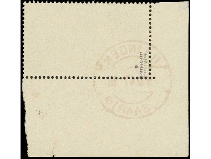 50 Fr. aus der linken unteren Bogenecke mit Bogennummer "B No. 19663 *" und Aufdruckfehler "FUß des F des Aufdrucks gebrochen