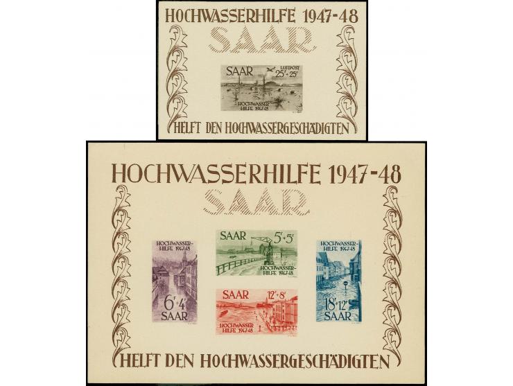 1948, Hochwasser-Blockpaar als Ministerblocks, ohne Gummi wie verausgabt, tadellos, sehr selten, Block 2 sign. Hoffmann BPP s