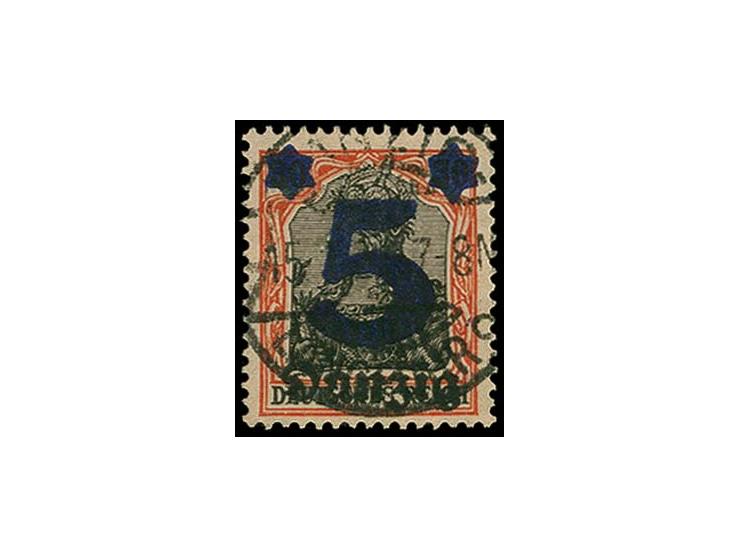 1920, 5 auf 30 Pfg. mit Urmarkenplattenfehler "Unterer Fuß des ersten E in DEUTSCHS verbogen", sauber gestempelt, tadellos, F