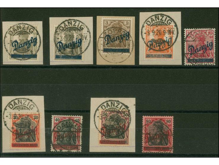 1920, Kleiner Innendienst 2-80 Pfg., je sauber gestempelt bzw. auf Briefstück, tadellos, sign. bzw. Mi.-Nr. 32-33 und 39 mit 