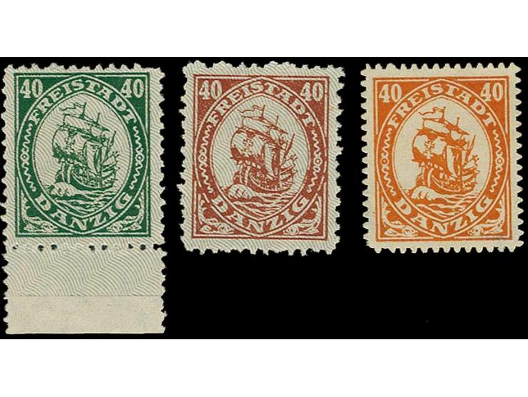 Essay 40 Pfg. Kogge in den Farben grün, braun und orange, ohne Gummi, Pracht, meist signiert