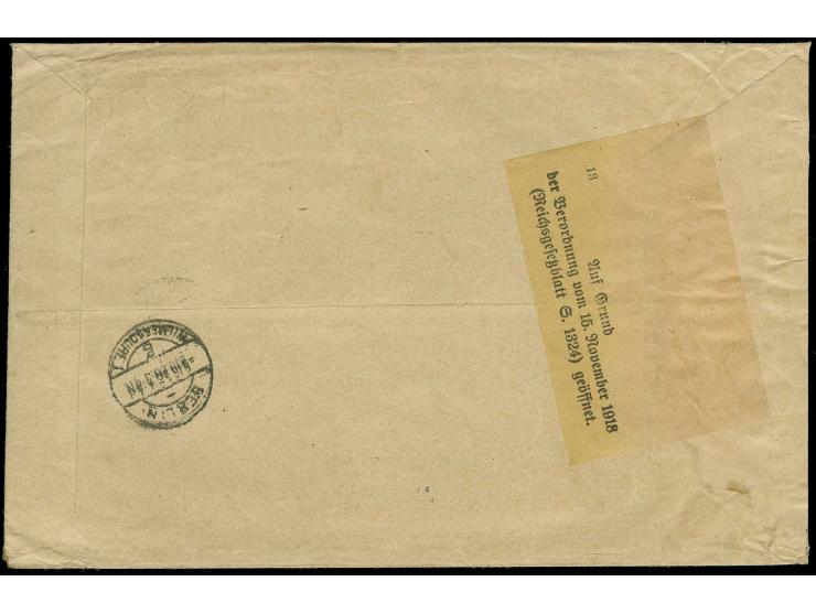 1,50 M. mit Zufrankatur mit Stempel "RUß -6.10.20" auf portogerechtem Eil-R-Brief nach Berlin, einmal senkrecht gefaltet und 