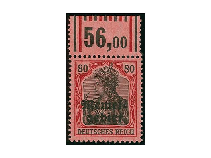 Nicht ausgegebene Werte: 80 Pfg. Oberrandstück von Feld 7, postfrisch, tadellos, sehr selten, mit Oberrand nur ganz wenige St