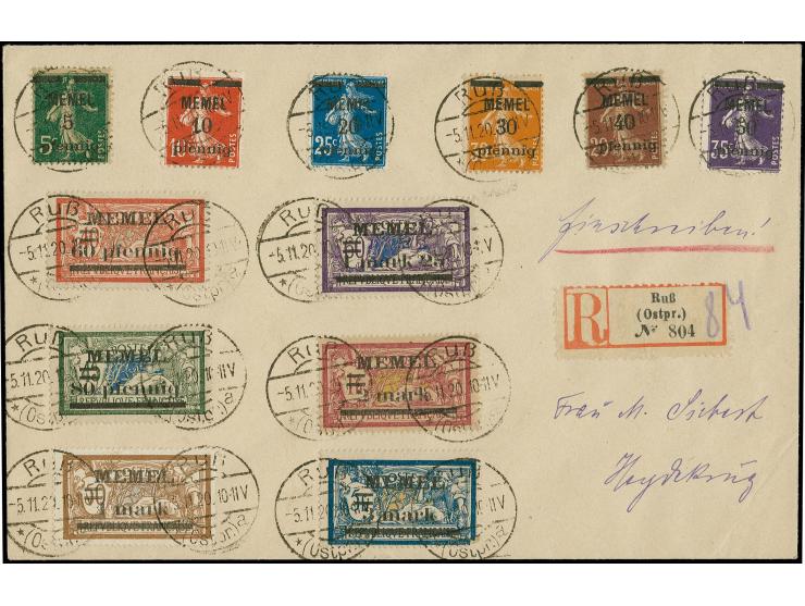 80 pf. auf 45 C. schwärzlicholivgrün mit Zufrankatur mit Stempel "Ruß -5.11.20" auf überfrankiertem R-Brief, Brief rechts unt