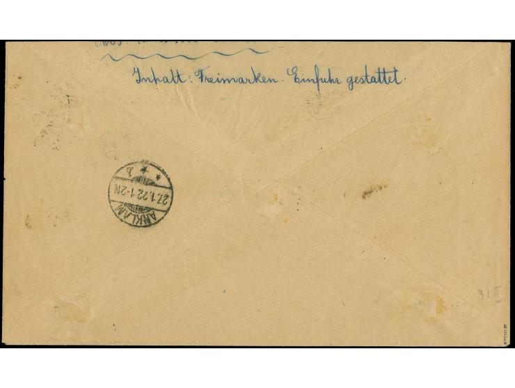 1920, 4m. mit Aufdruckfehler "Wertziffer 4 verdickt" mit Stempel "MEMEL 25.1.22" auf R-Brief nach Anklam, tadellos, Fotoattes