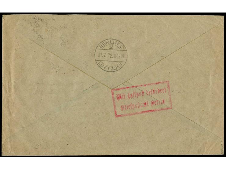 1921, Flugpost 60 Pfg. mit nachgezogenen Druckbuchstaben und 1920 40 pfg. mit Aufdruckfehler "rechter Balken 2x gebrochen" mi