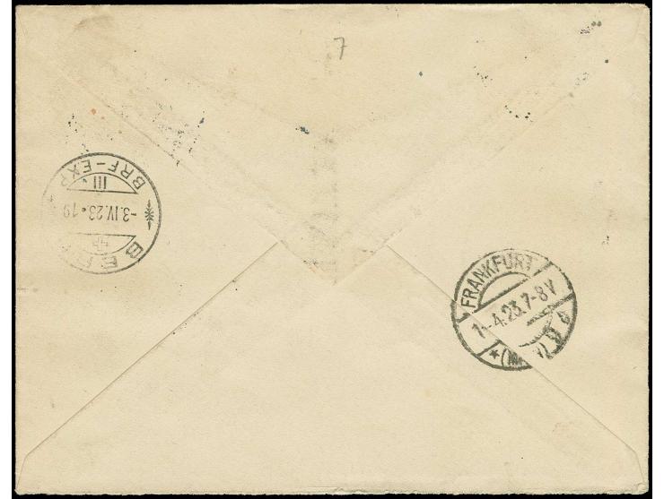 "GROß SCHILLENINGKEN 29.3.23" mehrfach klar auf R-Brief nach Bern, gute Erhaltung 