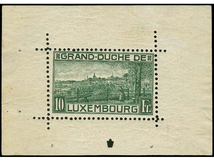 Souvenir sheet 10 fr. with long perforation, unused, fine, certificate Goebel AIEP