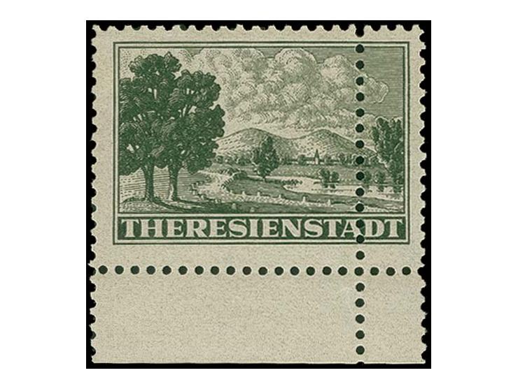 THERESIENSTADT: 1943, Zulassungsmarke, postfrisch mit Unterrand und zusätzlicher senkrechter Zähnung (nicht sicher zeitgerech