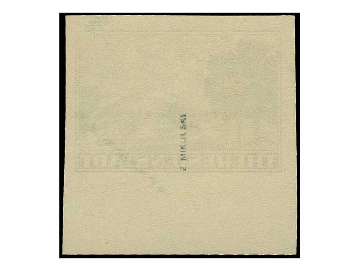 THERESIENSTADT: 1943, Zulassungsmarke, ungezähntes Unterrandstück, postfrisch, kleine Knitter bzw. Radierung, sign. Mikulski 