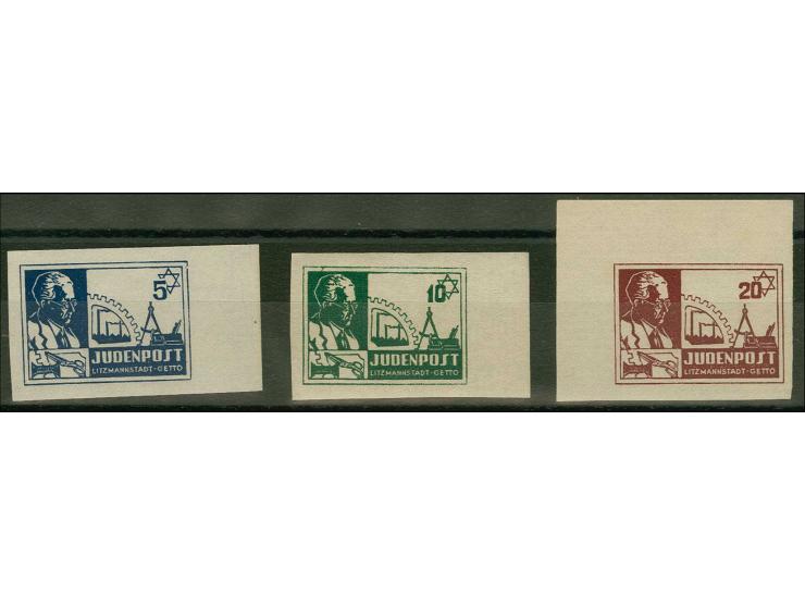 LITZMANNSTADT: 1944, 5-20 Pfg., ungebraucht, Pracht, sign. Krischke