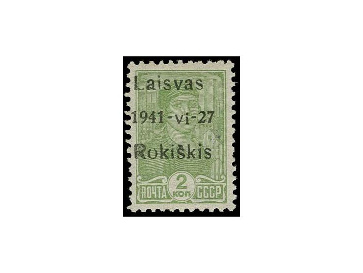 Unverausgabte 2 K. lebhaftgelblichgrün mit schwarzem Aufdruck und Aufdruckfehler "Vi statt VI" postfrisch, eine Zahnspitze ve