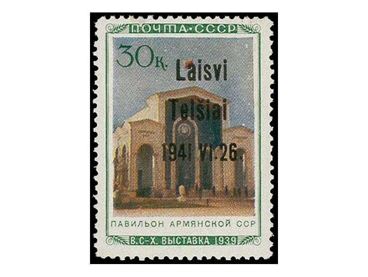 Armenische SSR 30 K. mit Aufdruckfehler "194i statt 1941", postfisch, minimale Farbabsplitterungen, sonst tadellos, sign. Ebe