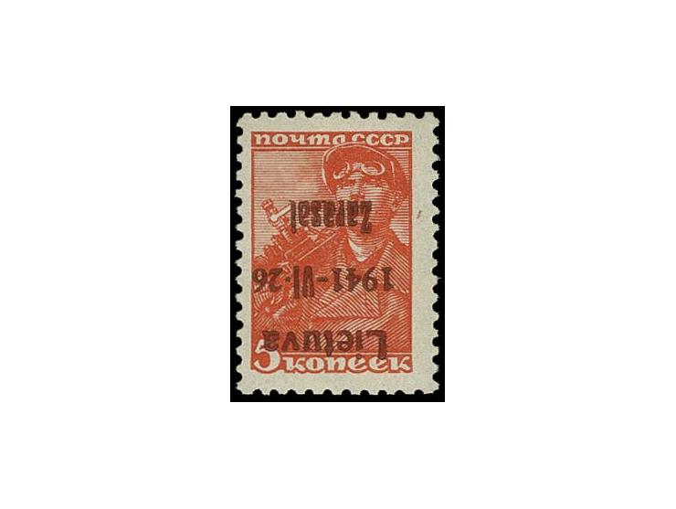 5 K. mit kopfstehendem braunlila Aufdruck, postfrisch, tadellos, selten, Fotoattst Krischke