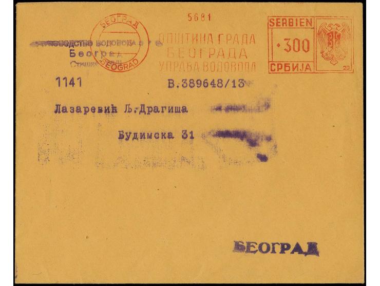 Absenderfreistempel "300 BEOGRAD 11.I.43" auf Ortsbrief, tadellos, sign. Schlenger BPP